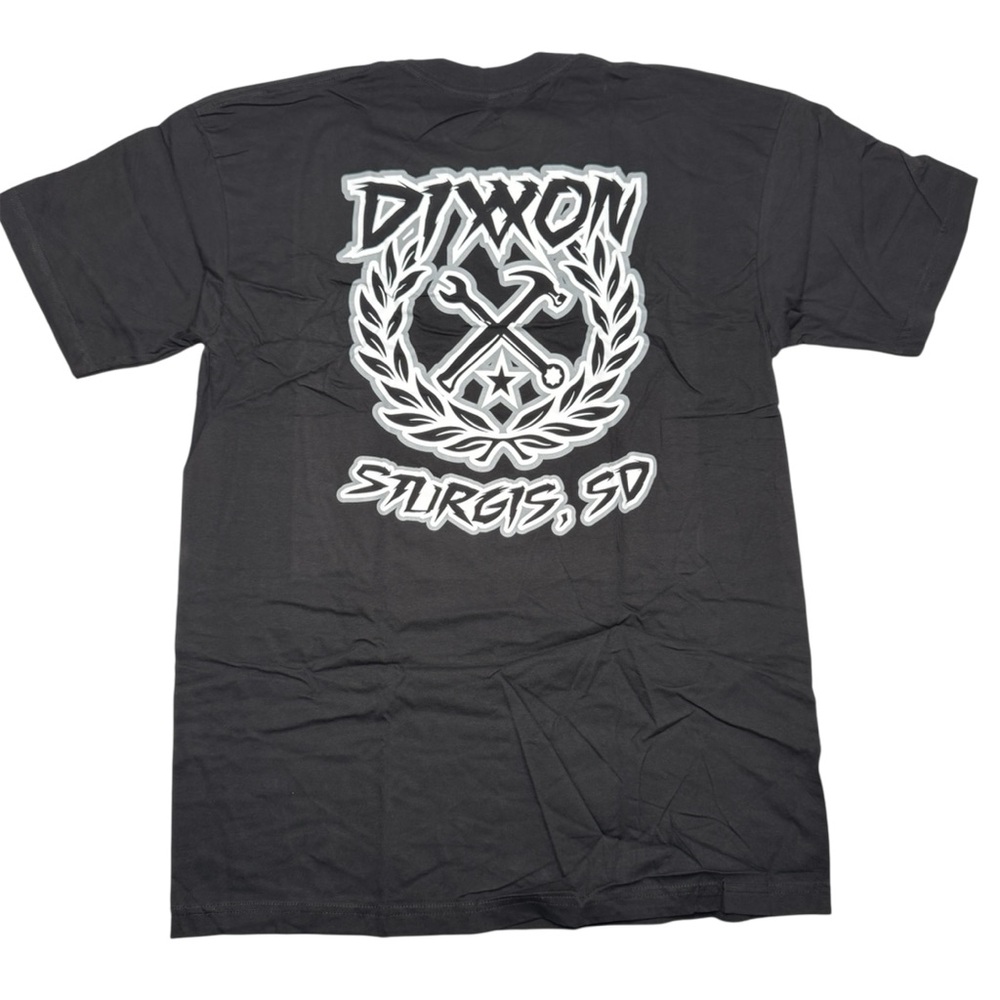 Dixxon Flannel Co. Gray Sketchy Crest  Black Tee Sturgis, SD Men’s Size XL NEW